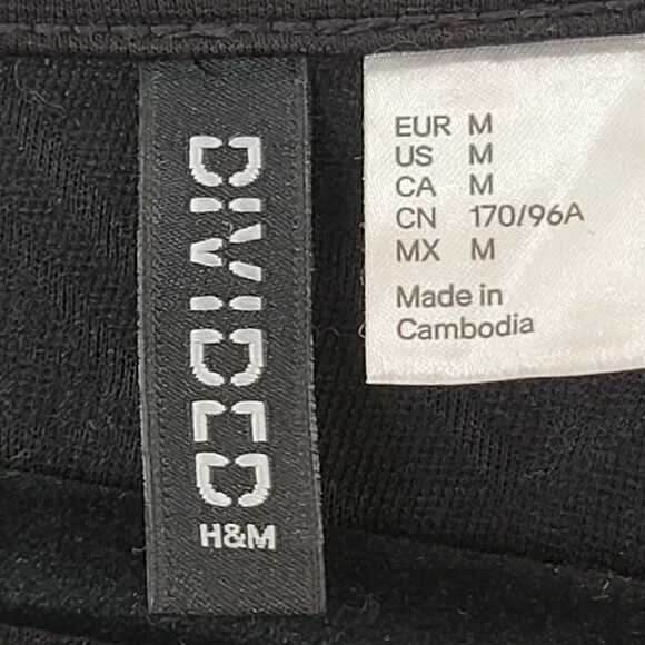 Divided H&M Dress Women Medium Black Chevron Embroidery Mini Slim Fitted Stretch - Picture 11 of 12